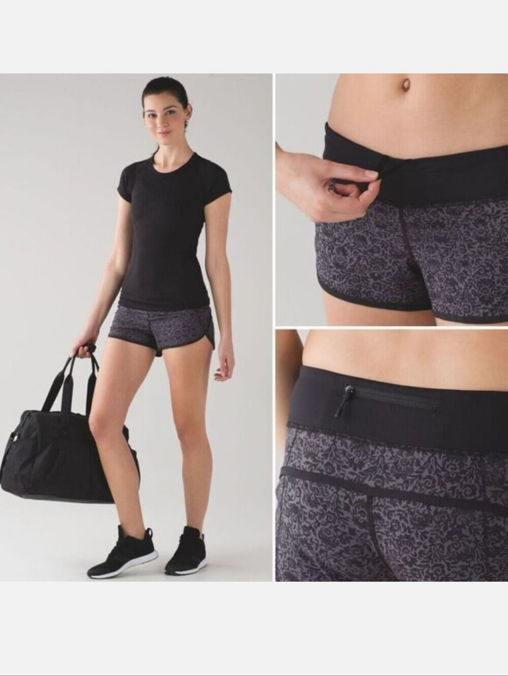 Lululemon Speed Short In Flossy Dark Carbon Black/Black Size 4